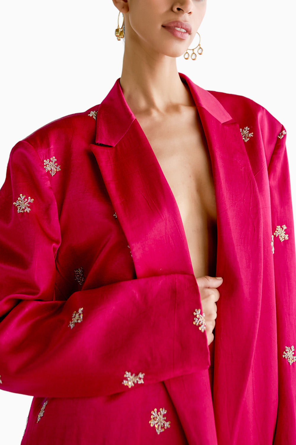 Embroidered Oversized Blazer Set