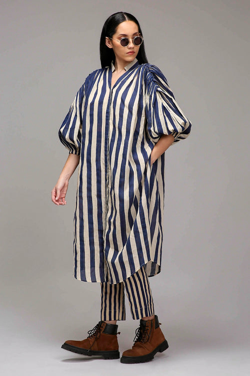 Egg-Shell Blue Striped Baha Tunic