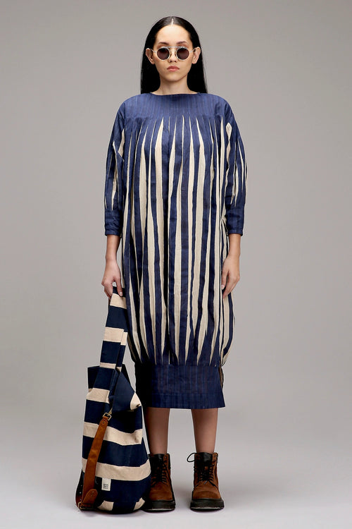 Egg-Shell Blue Striped Balloon Dress