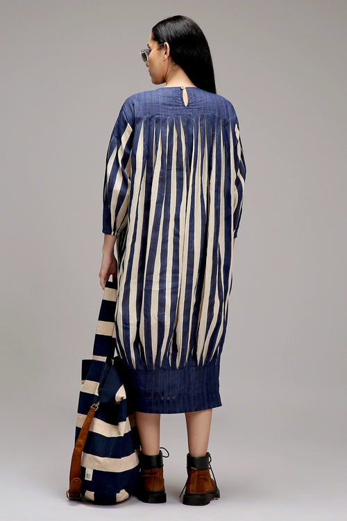 Egg-Shell Blue Striped Balloon Dress