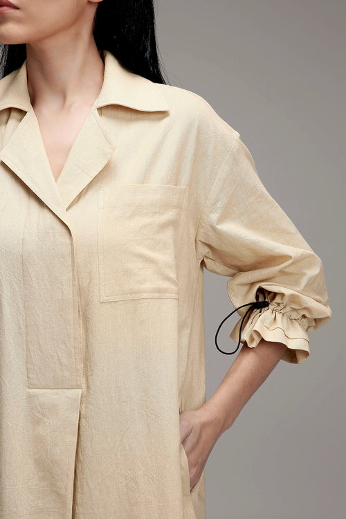 Egg-Shell Elasticated Shirt Dress