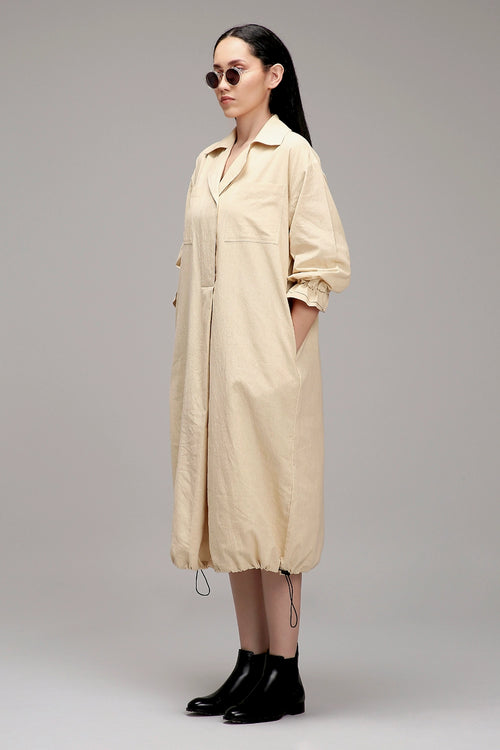 Egg-Shell Elasticated Shirt Dress