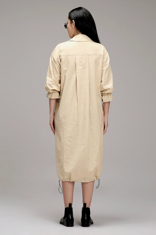 Egg-Shell Elasticated Shirt Dress