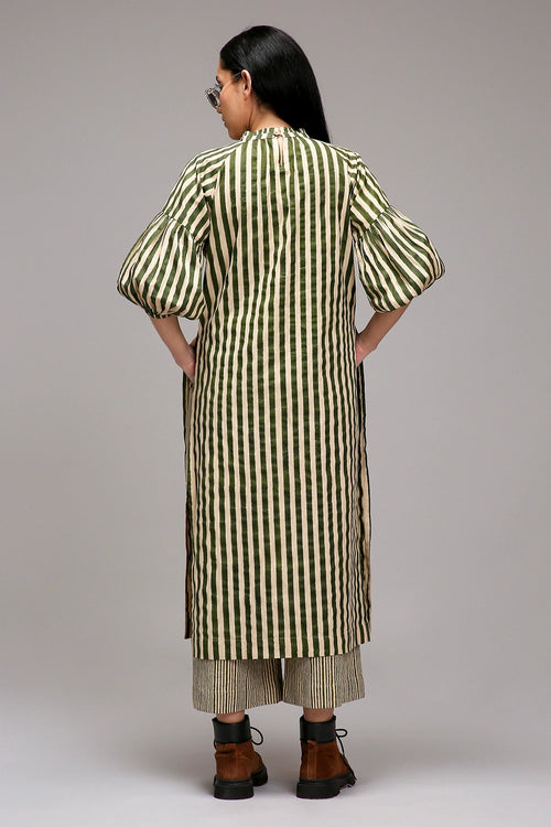 Egg-Shell Green Striped Big Joker Tunic