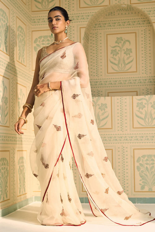White Chavi Sari