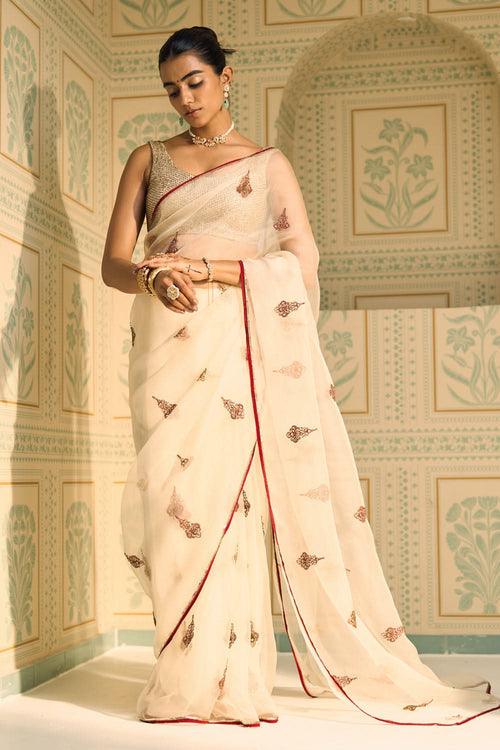 White Chavi Sari