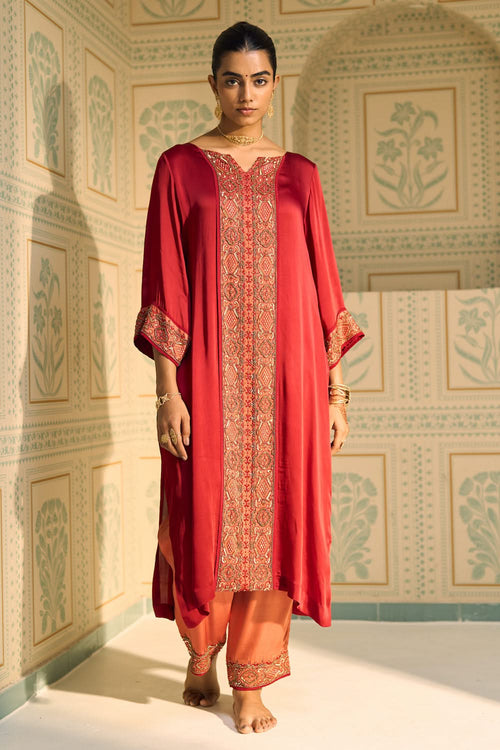 Red Seerat Kurta Set