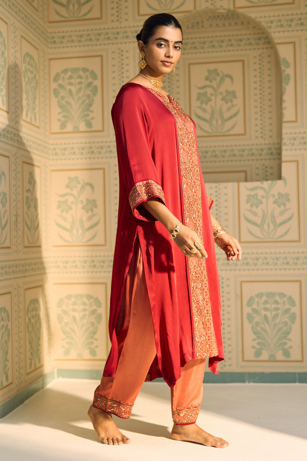 Red Seerat Kurta Set