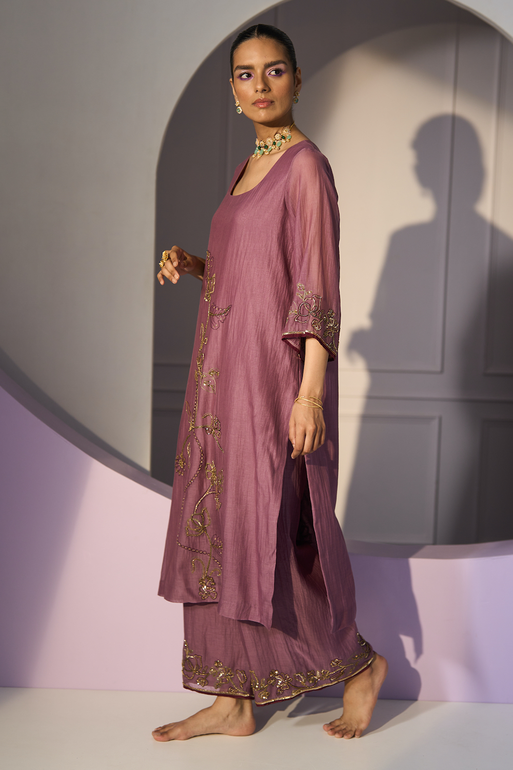 Purple Basant Kurta set