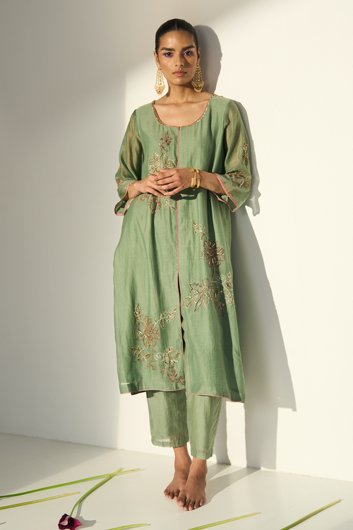 Green Balori Kurta Set