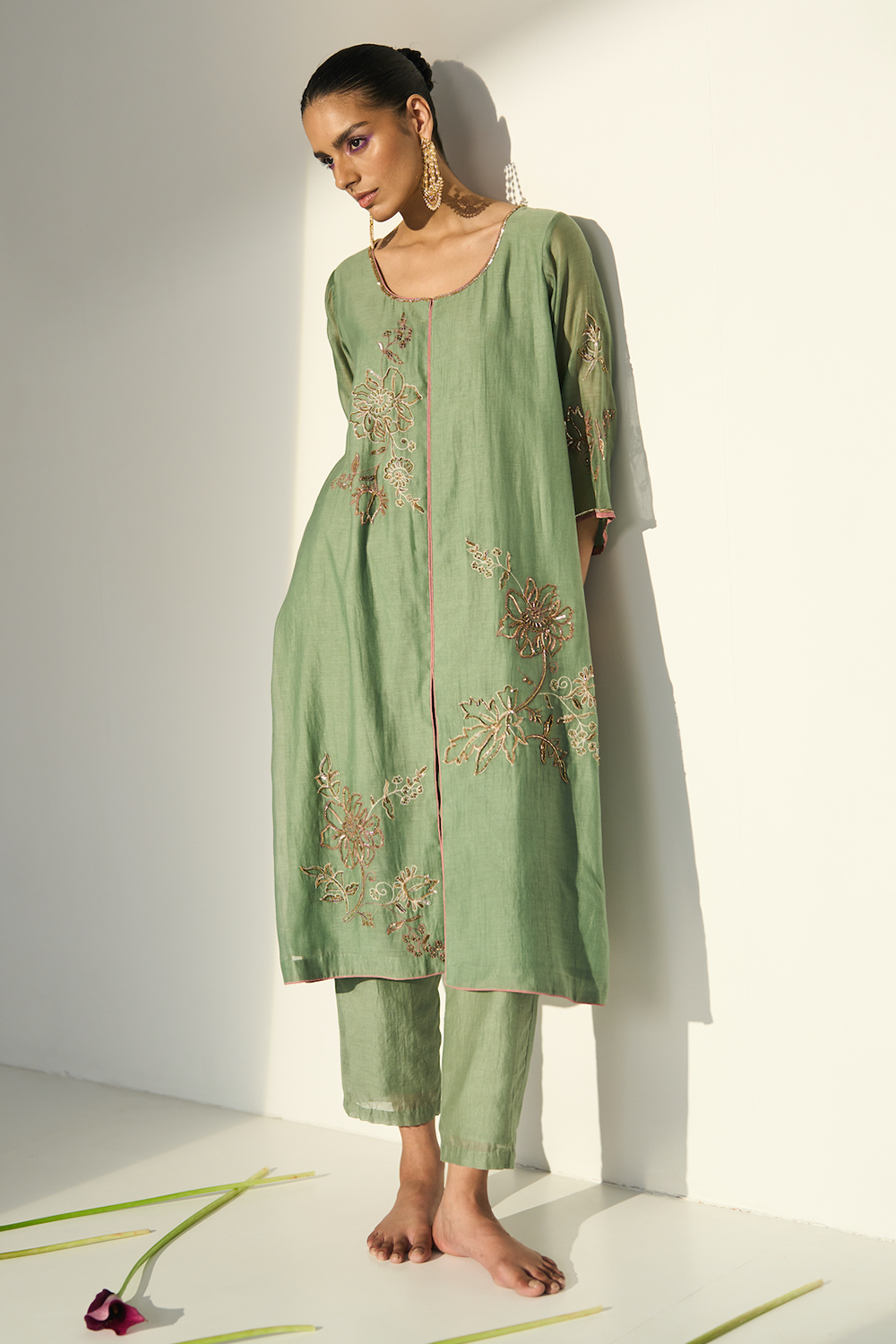 Green Balori Kurta Set