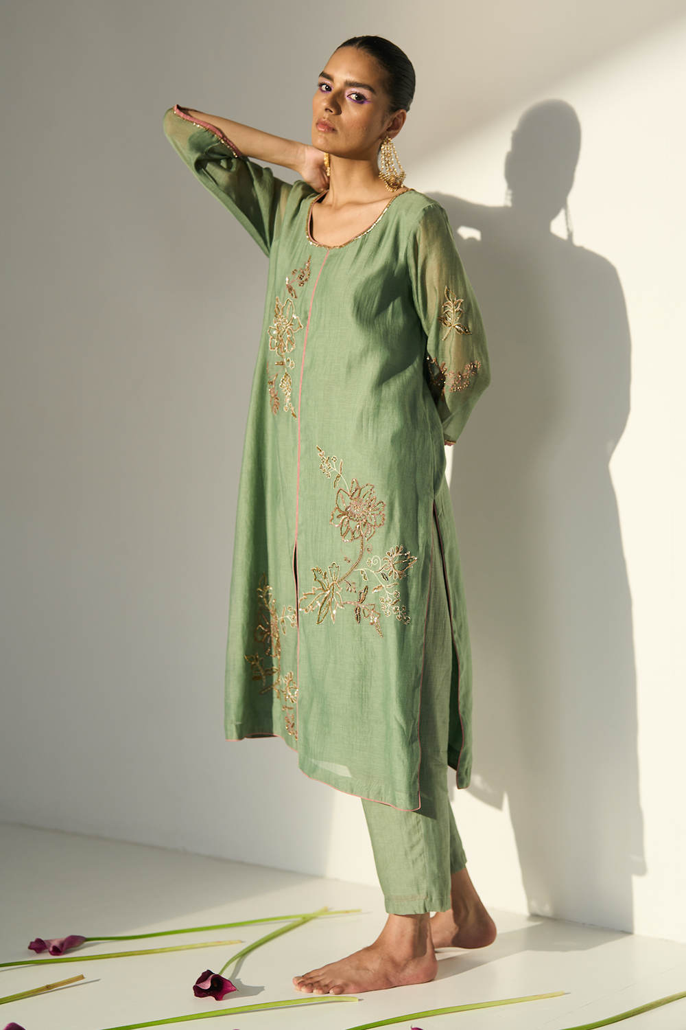 Green Balori Kurta Set