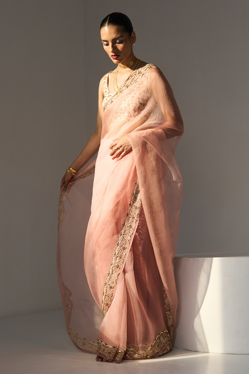 Pink Pavit Saree With Blouse