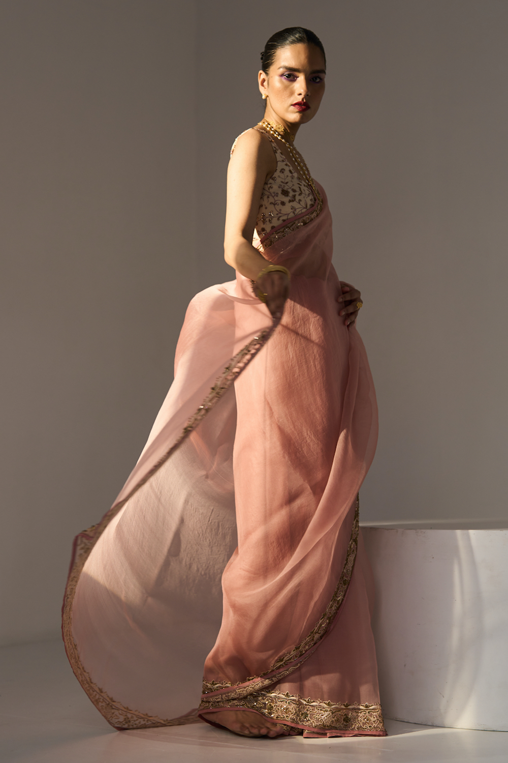 Pink Pavit Saree With Blouse