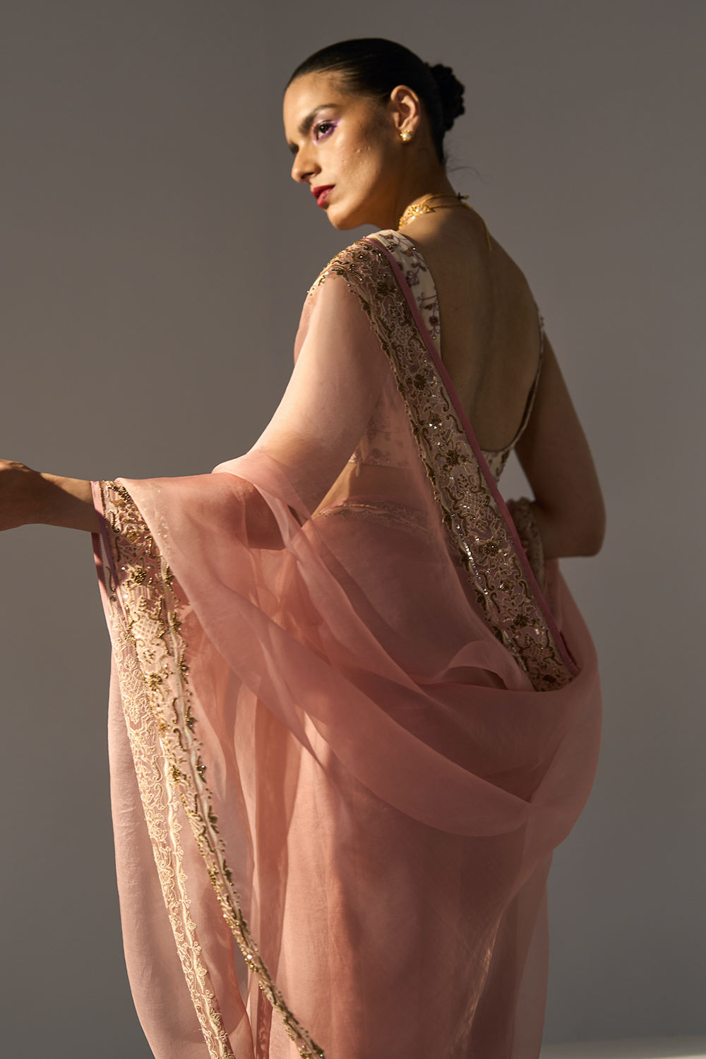 Pink Pavit Saree With Blouse