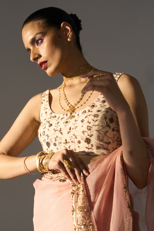Pink Pavit Saree With Blouse