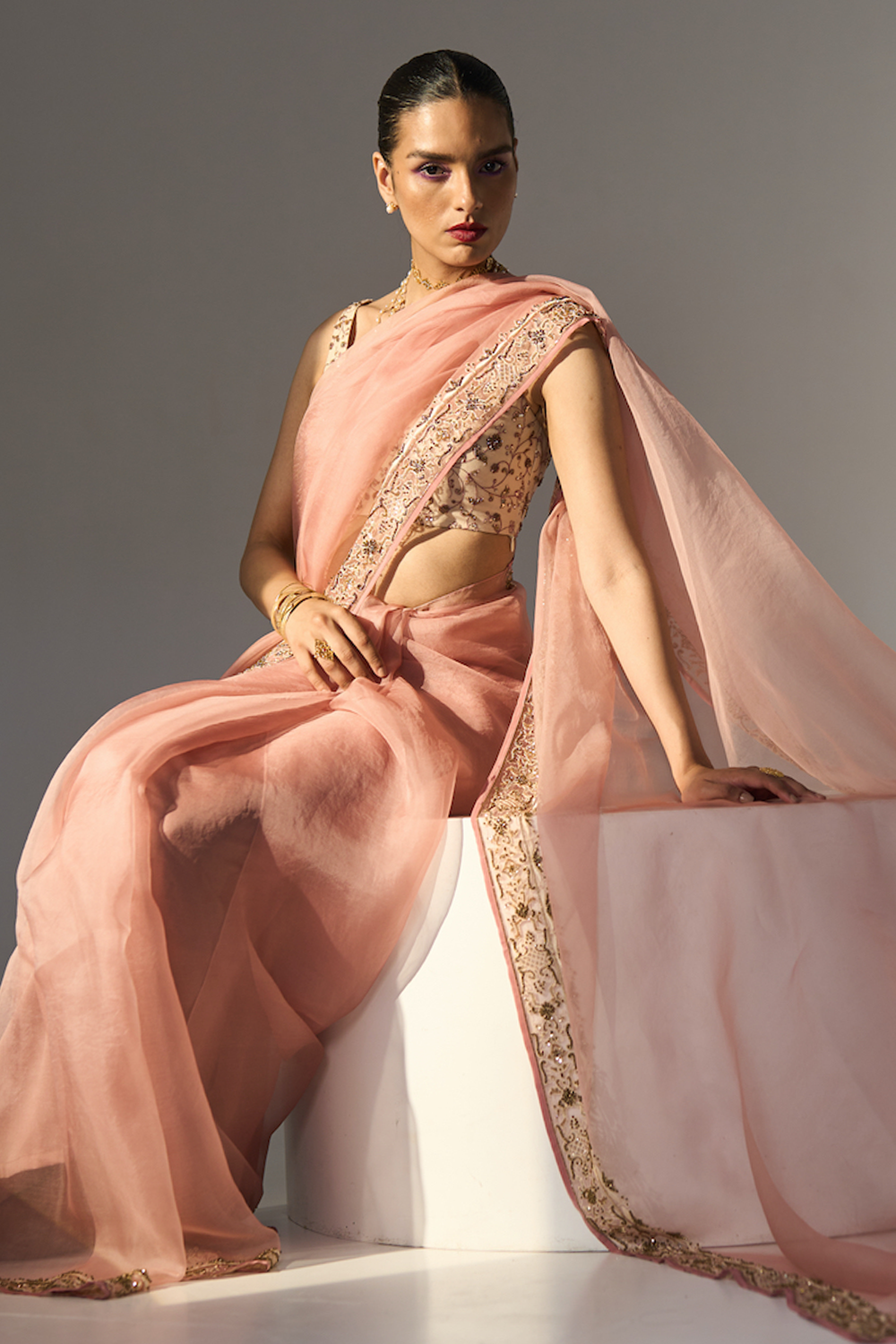 Pink Pavit Saree With Blouse