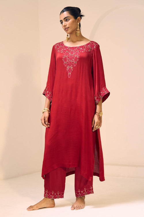 Red Isha Kurta Set