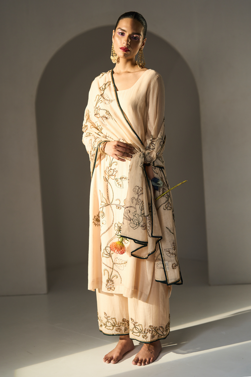 Cream Basant Dupatta