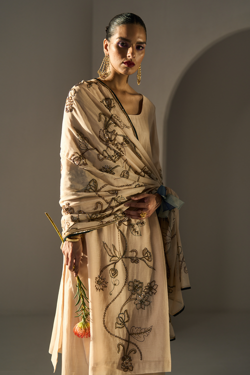 Cream Basant Dupatta