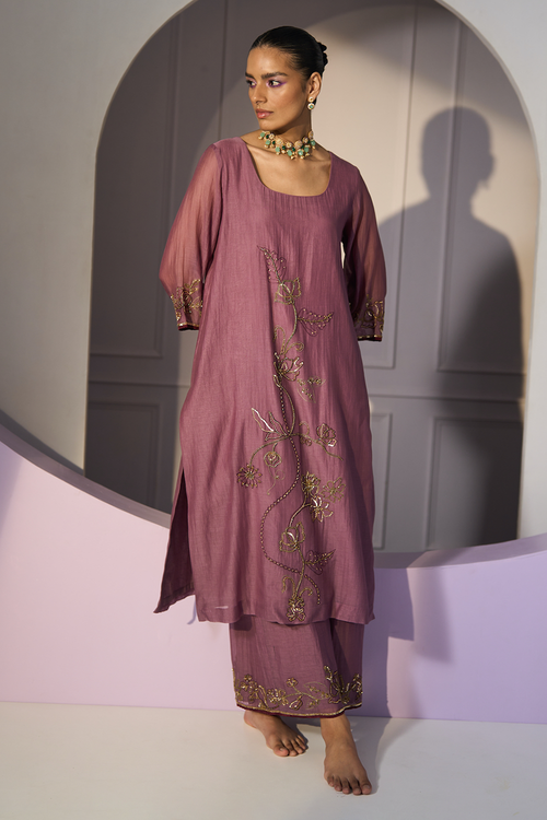 Purple Basant Kurta set