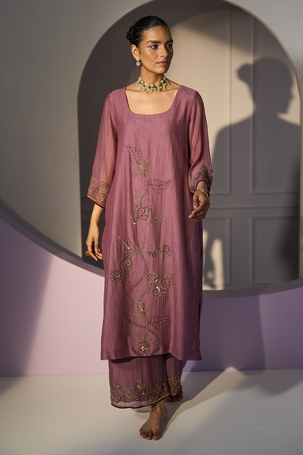 Purple Basant Kurta set