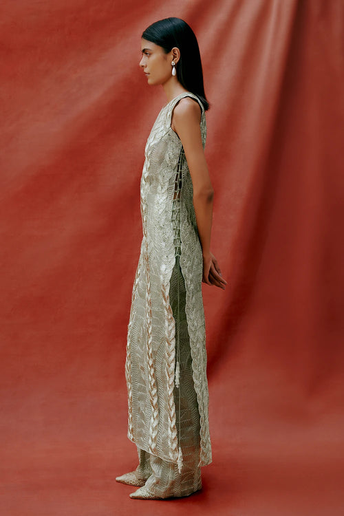 Chrome Gota Knit Embroidered Kurta Set