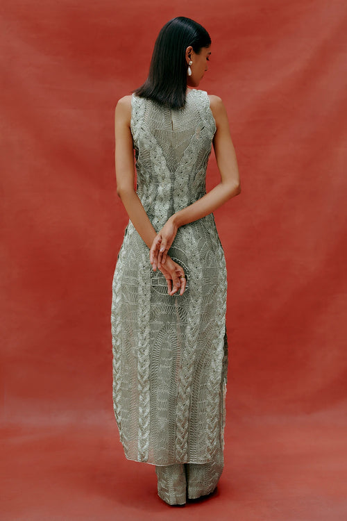 Chrome Gota Knit Embroidered Kurta Set