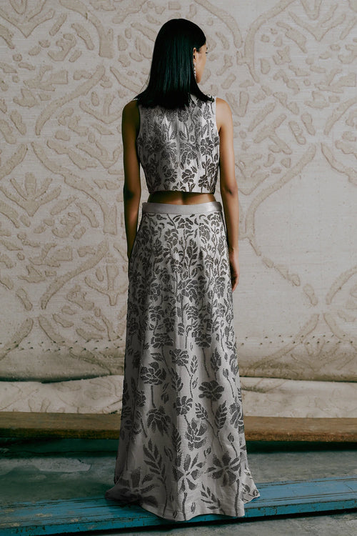 Metallic Ombré Bloom Embroidered Ensemble
