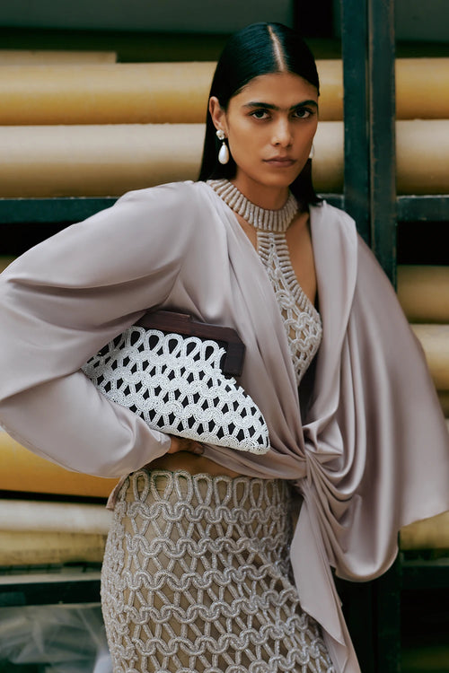 Soft Taupe Draped Overlay Shirt