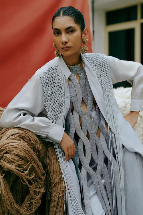 Mist Macramé Kurta Set