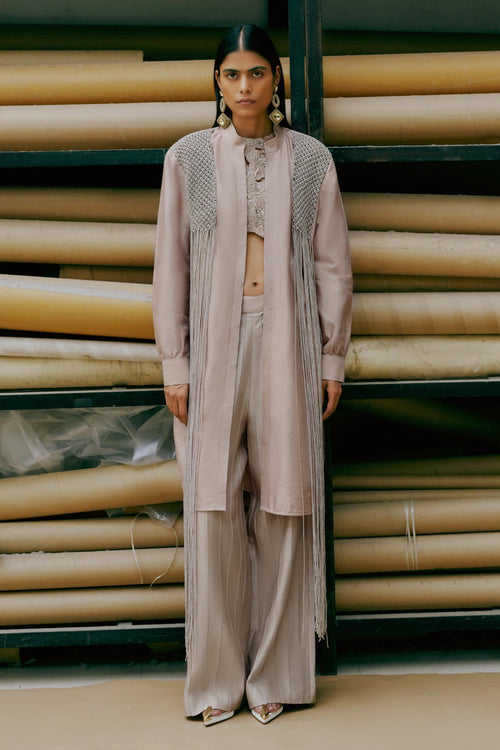 Sand Macramé Kurta Set