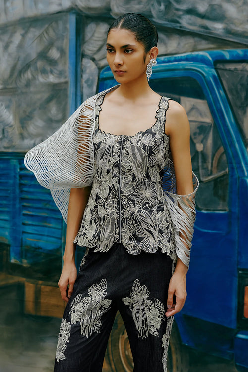 Coal Denim Gota Aviary Corset Set