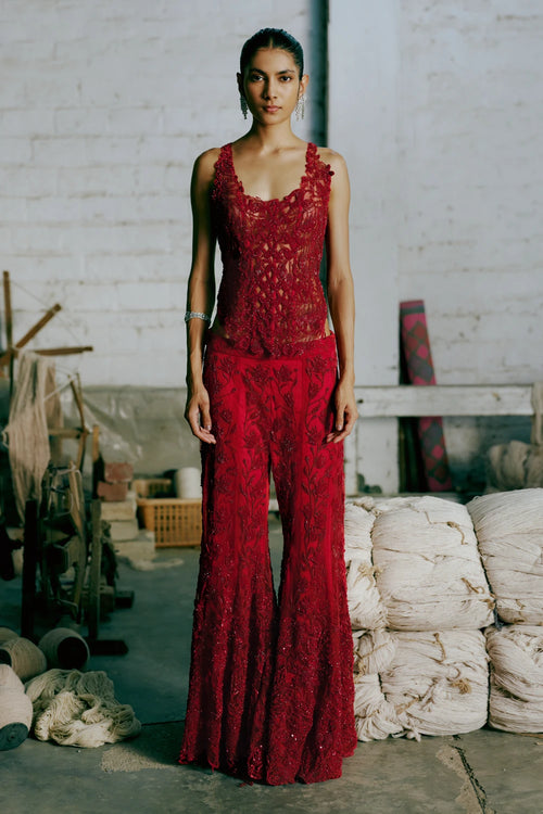 Ruby Knitted Bloom Corset Ensemble