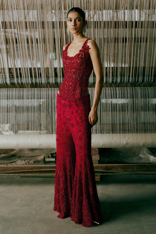 Ruby Knitted Bloom Corset Ensemble