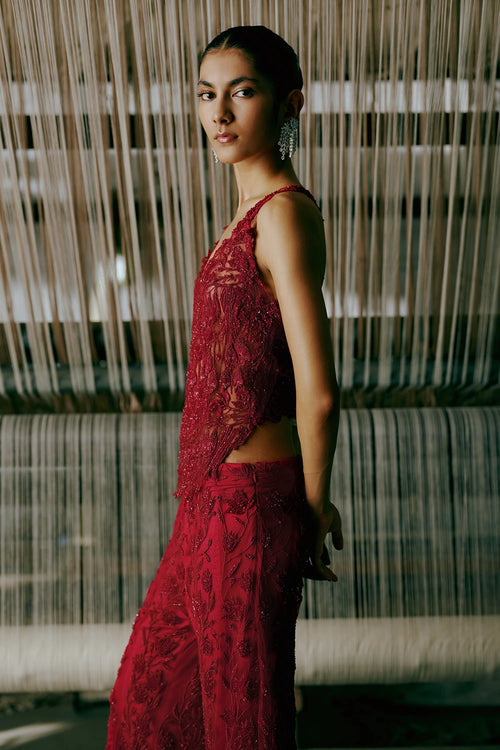 Ruby Knitted Bloom Corset Ensemble