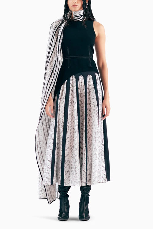 Coal Corset Top With Knit Print Dome Skirt
