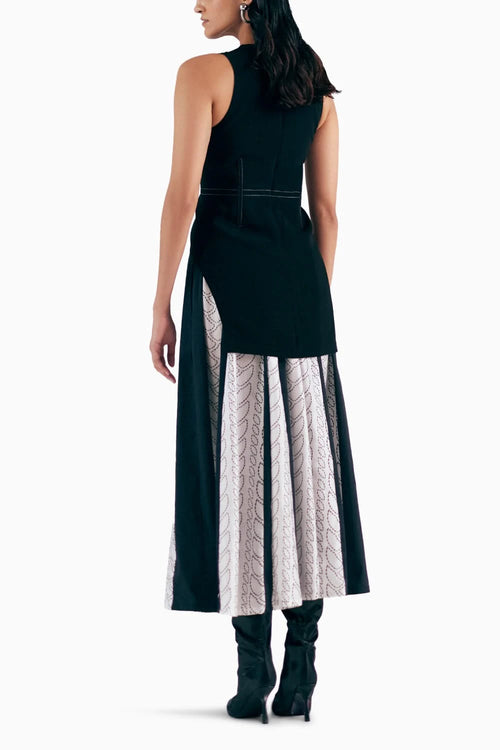 Coal Corset Top With Knit Print Dome Skirt