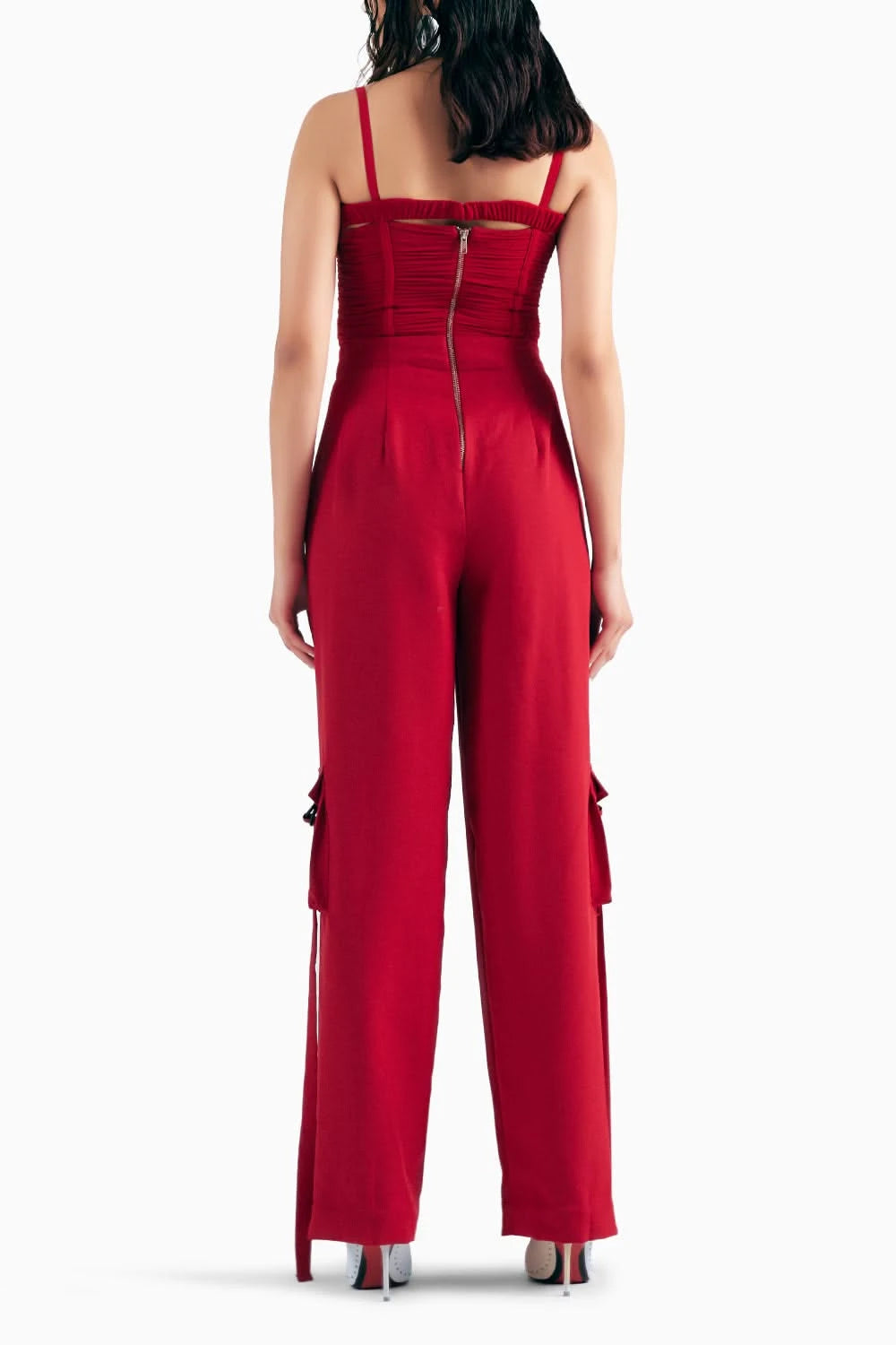 Crimson Corset Cargo Jumpsuit