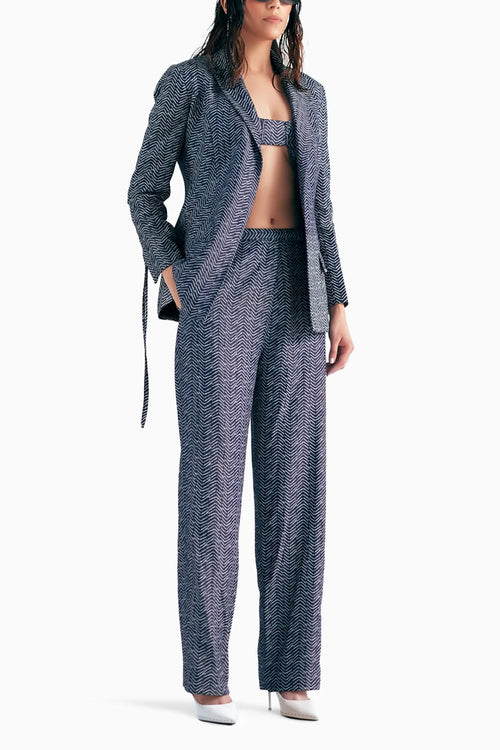 Screen Print Denim Blazer Set