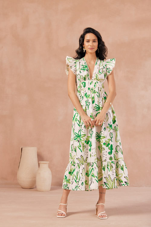 Estella Cactus Ecru Maxi Dress