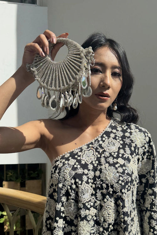 Crystal Silver Halo Embellished Bag