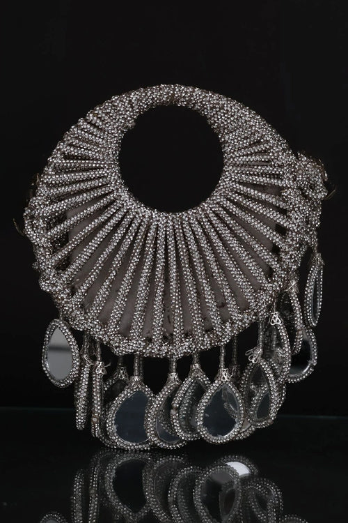 Crystal Silver Halo Embellished Bag