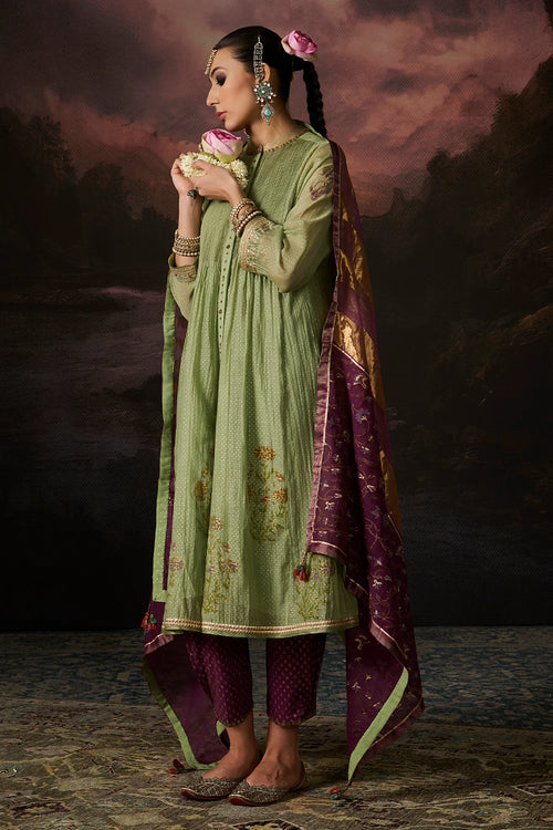 Nina Green Purple Kurta Set