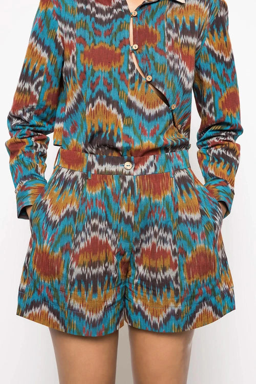 Slouchy Pleated Turquoise Shorts