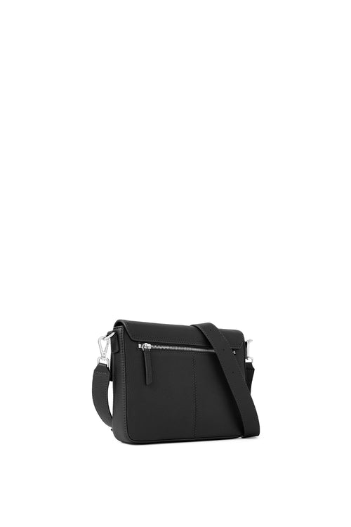 Flap Pebble Black Slouchy Crossbody Bag