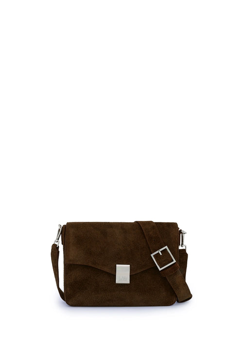 Flap Suede Palm Slouchy Crossbody Bag