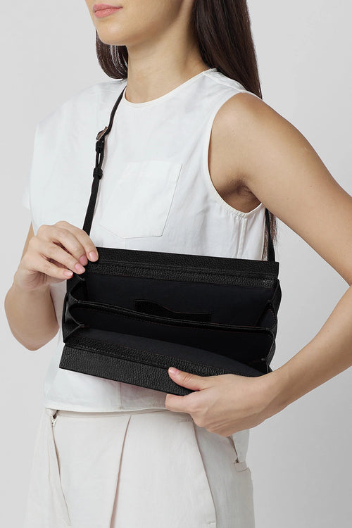 Frida Pebble Black Accordion Bag