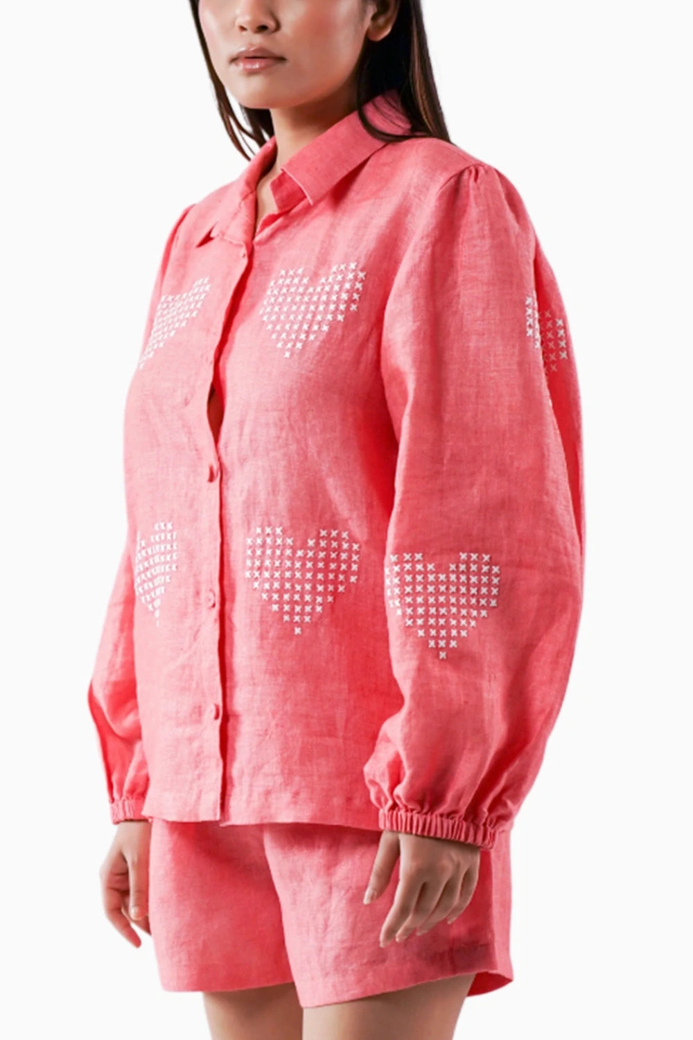 Amour Embroidered Linen Shirt