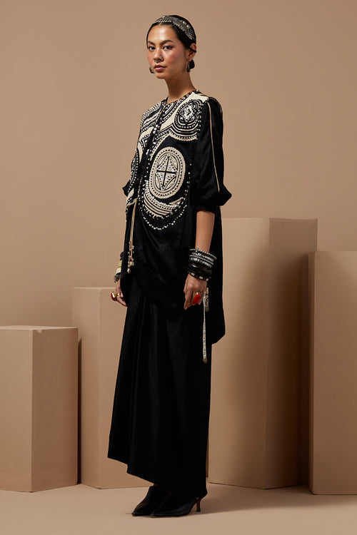 Surmai Mogra Zuri Gilet With Trapeze Kurta With Skirt